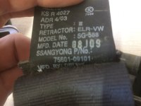 Ремень безопасности задний левый на SsangYong Kyron D100 — фото 3