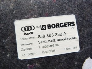 Обшивка багажника Audi TT(8J) 2006-2015 (ПРАВАЯ 8J8863880A) — фото 6