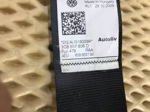 Ремень безопасности задний левый VW Passat CC 2008-2017 (3C8857806D) — фото 9