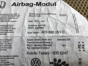Подушка безопасности пассажирская (в торпедо) Audi A8 [4E] 2003-2010 (4E0880203C) — фото 6