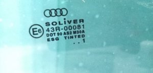 Стекло двери задней левой Audi A6 (1997-2001) — фото 5